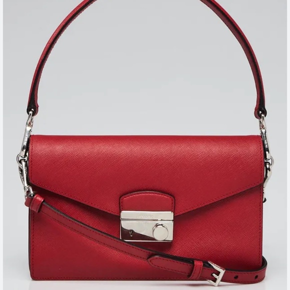 Prada Handbags - Prada Fuoco Saffiano Lux Leather Crossbody Bag BN0924